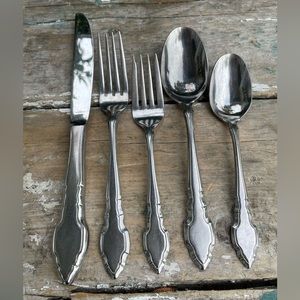 Vintage international stainless Korea 5 piece flatware set 1 place settings